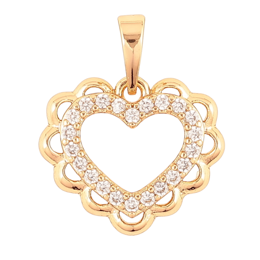 Кулон Xuping Позолота 18K «Ажурне сердечко з цирконієм» для ланцюжка до 6мм фото №1