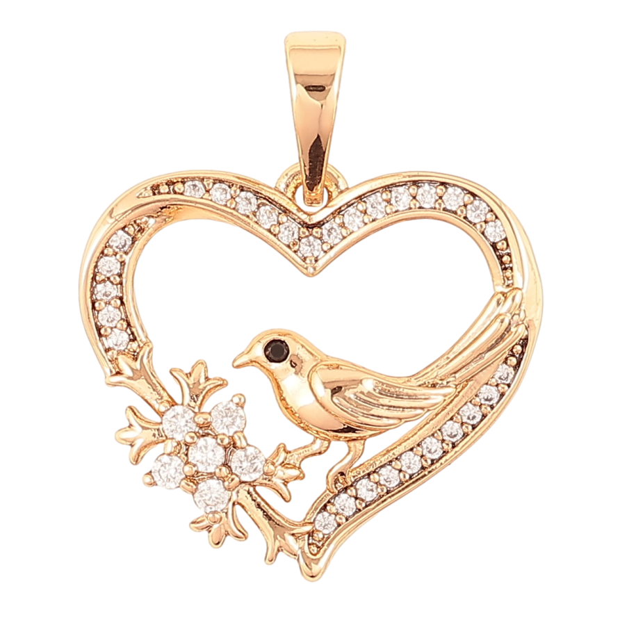 Кулон Xuping Позолота 18K «Пташка в сердечку» для ланцюжка до 6мм фото №1