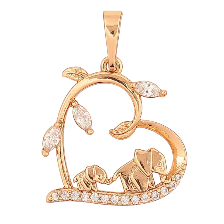 Кулон Xuping Позолота 18K «Сердечко-гілочка зі слониками» для ланцюжка до 6мм фото №14