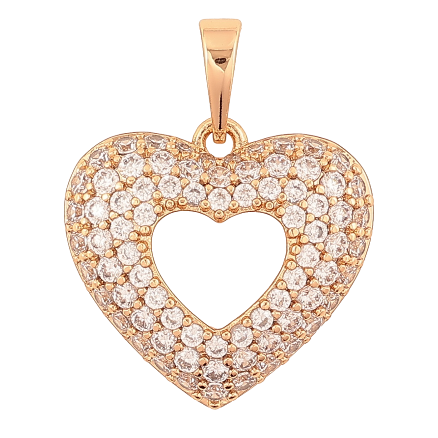 Кулон Xuping Позолота 18K Объемное сердечко с инкрустацией цирконием для цепочки до 6мм фото №1