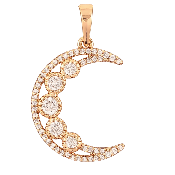 Кулон Xuping Позолота 18K Полумесяц с цирконием для цепочки до 6мм фото №15