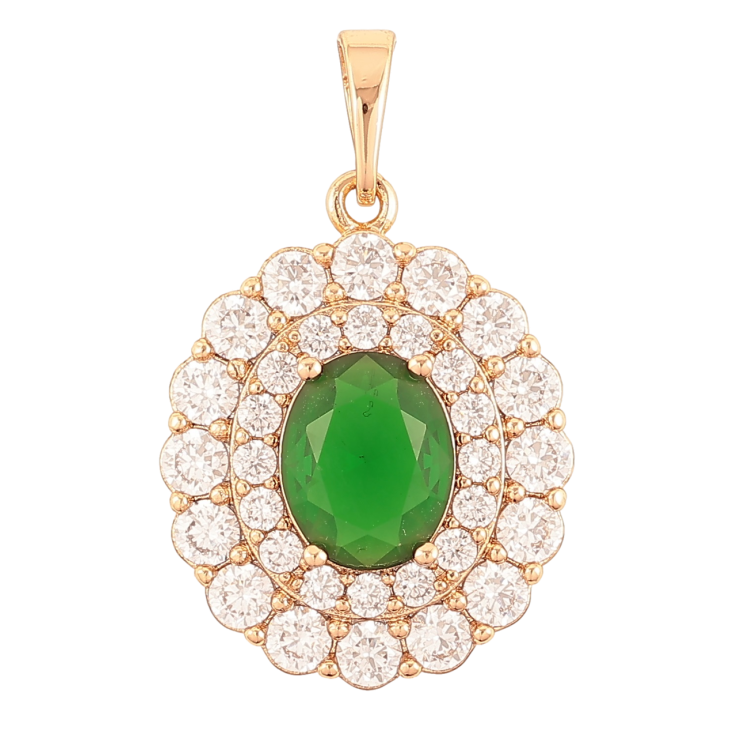 Кулон Xuping Позолота 18K «Інкрустація цирконієм з зеленим кристалом» для ланцюжка до 6мм фото №11