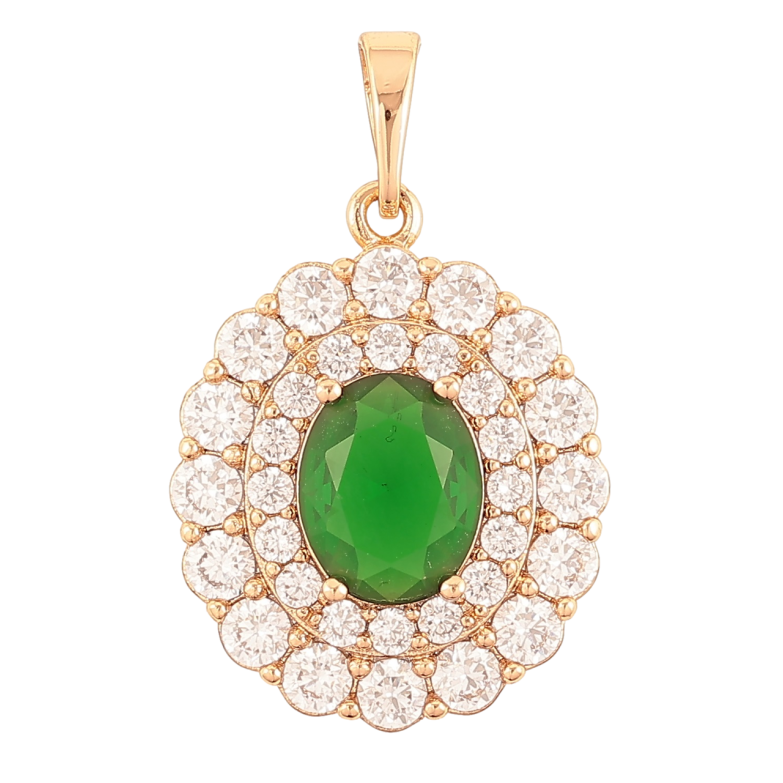 Кулон Xuping Позолота 18K «Інкрустація цирконієм з зеленим кристалом» для ланцюжка до 6мм фото №1