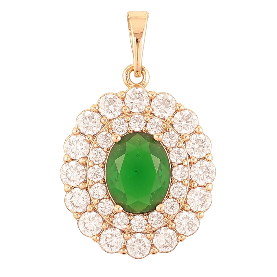 Кулон Xuping Позолота 18K «Інкрустація цирконієм з зеленим кристалом» для ланцюжка до 6мм фото №1