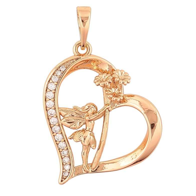 Кулон Xuping Позолота 18K Сердечко с феей для цепочки до 6мм фото №1