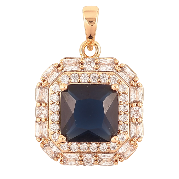 Кулон Xuping Позолота 18K Синий кристалл в обрамлении циркония для цепочки до 6мм фото №5