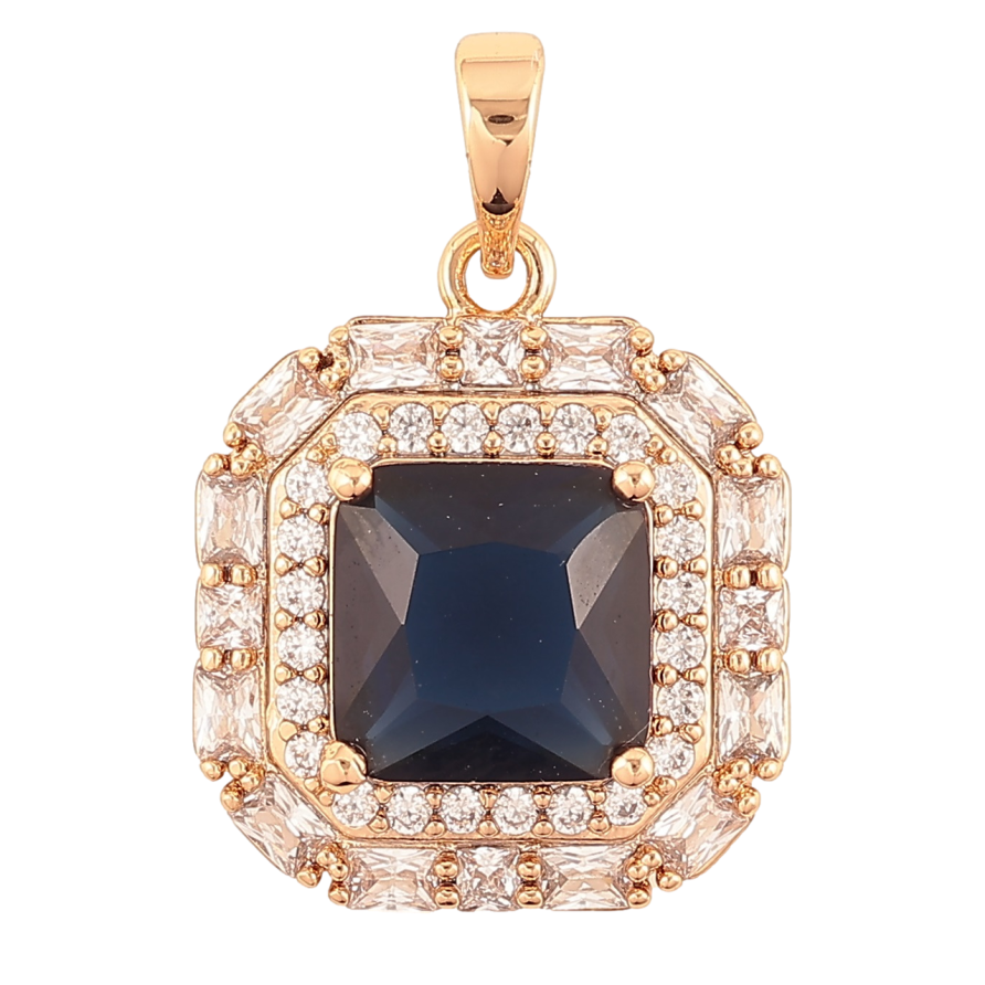 Кулон Xuping Позолота 18K Синий кристалл в обрамлении циркония для цепочки до 6мм фото №1
