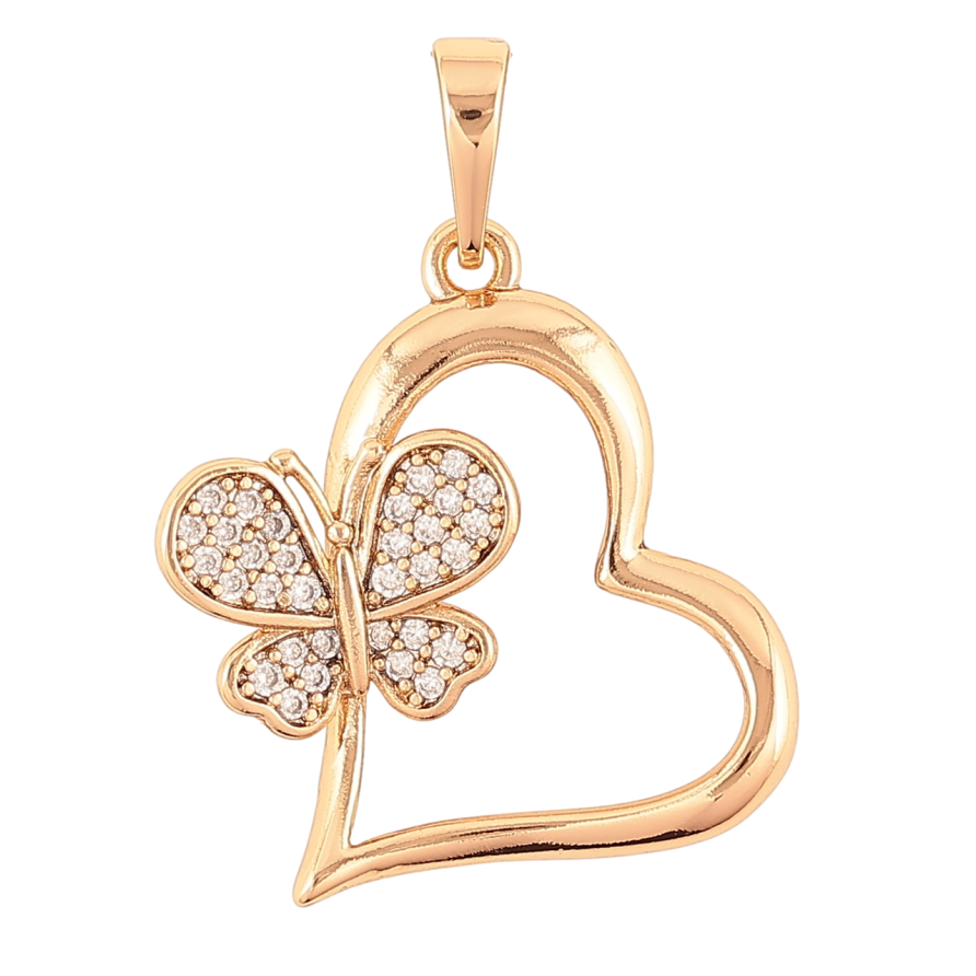 Кулон Xuping Позолота 18K Сердечко с бабочкой для цепочки до 6мм фото №1
