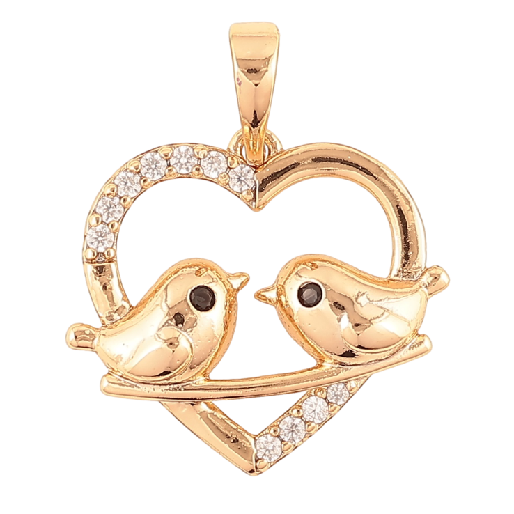 Кулон Xuping Позолота 18K Сердечко с птичками для цепочки до 6мм фото №7