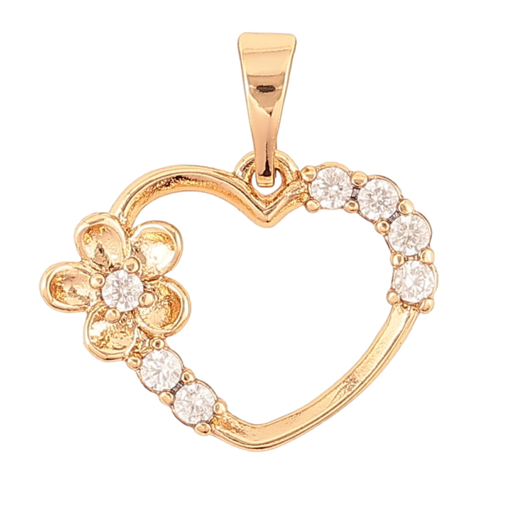 Кулон Xuping Позолота 18K Сердечко с цветочком для цепочки до 5мм фото №12