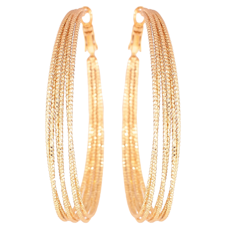 Серьги Xuping Позолота 18K кольца (конго) Узор из шести колец ø 5см фото №17