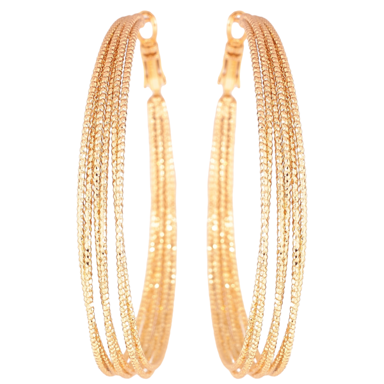 Серьги Xuping Позолота 18K кольца (конго) Узор из шести колец ø 5см фото №1