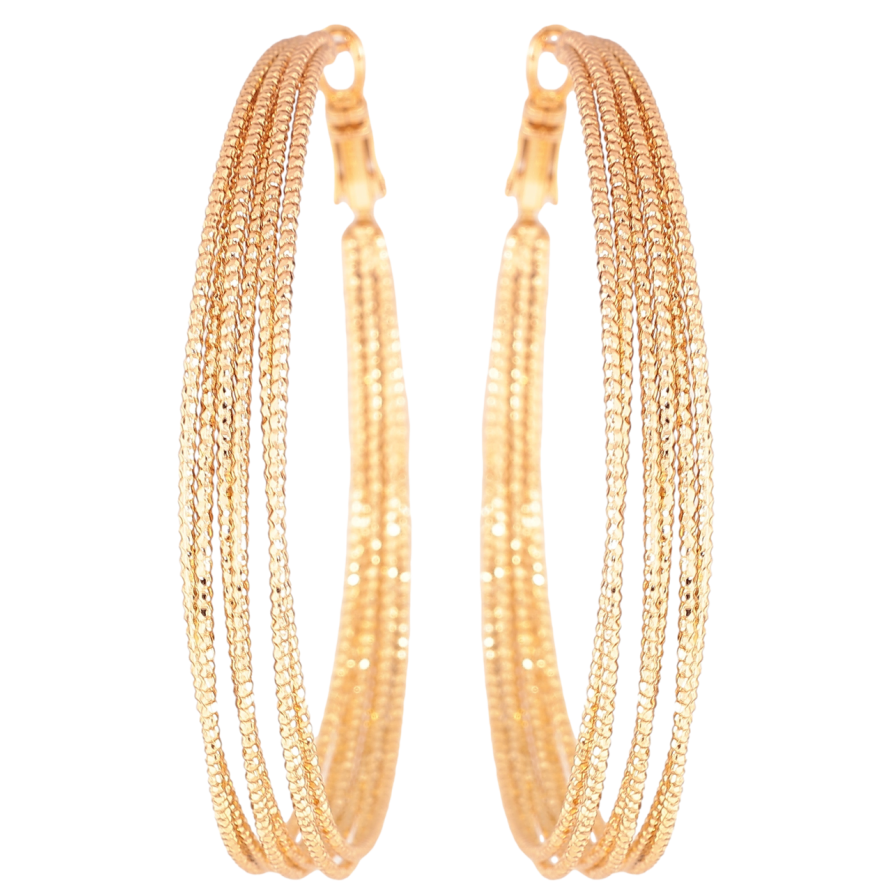 Серьги Xuping Позолота 18K кольца (конго) Узор из шести колец ø 5см фото №1