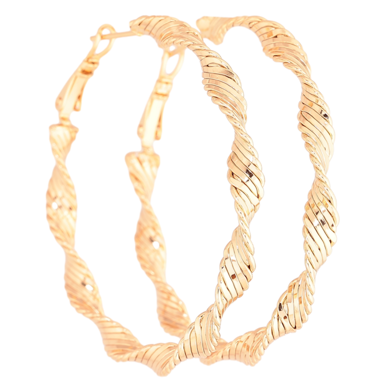 Сережки Xuping Позолота 18K кільця (конго) «Декоративний візерунок» ø 5см фото №1