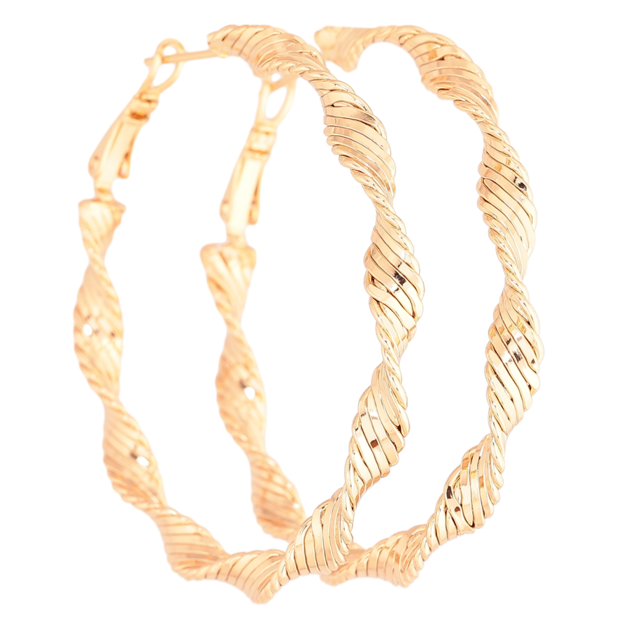 Серьги Xuping Позолота 18K кольца (конго) Декоративный узор ø 5см фото №1