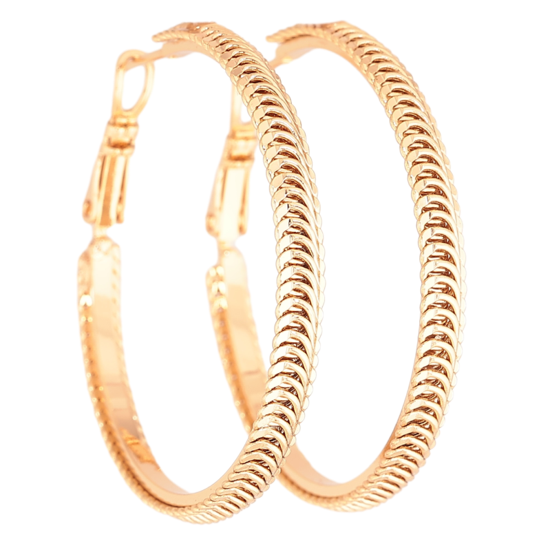 Серьги Xuping Позолота 18K кольца (конго) Декоративный узор ø 4см фото №9