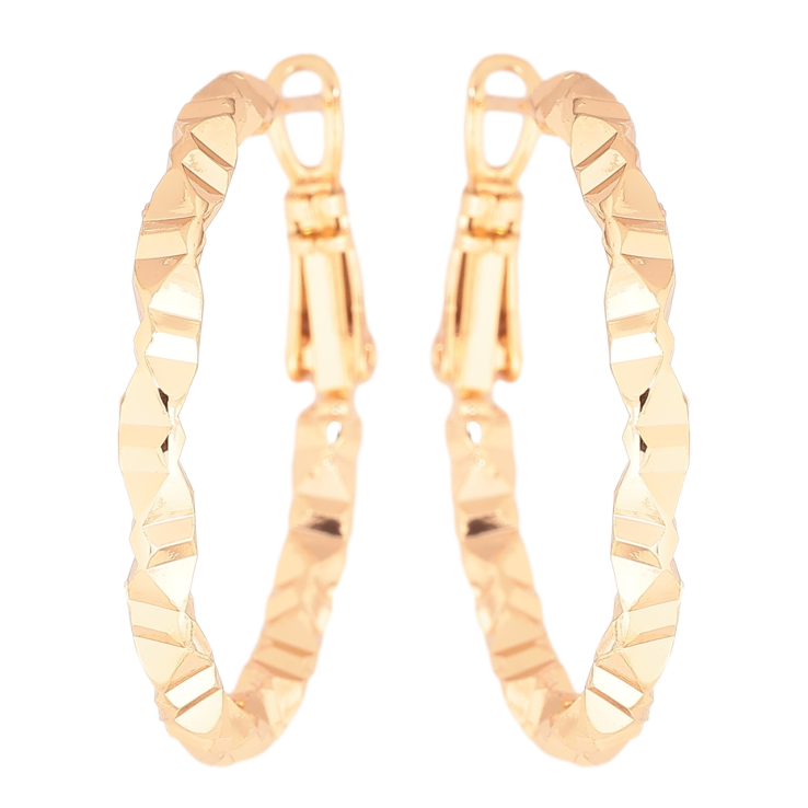 Сережки Xuping Позолота 18K кільця (конго) «Декоративний візерунок» ø 3см фото №7