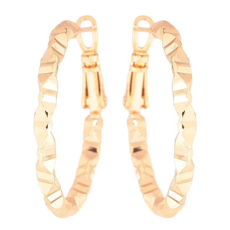 Сережки Xuping Позолота 18K кільця (конго) «Декоративний візерунок» ø 3см фото №4