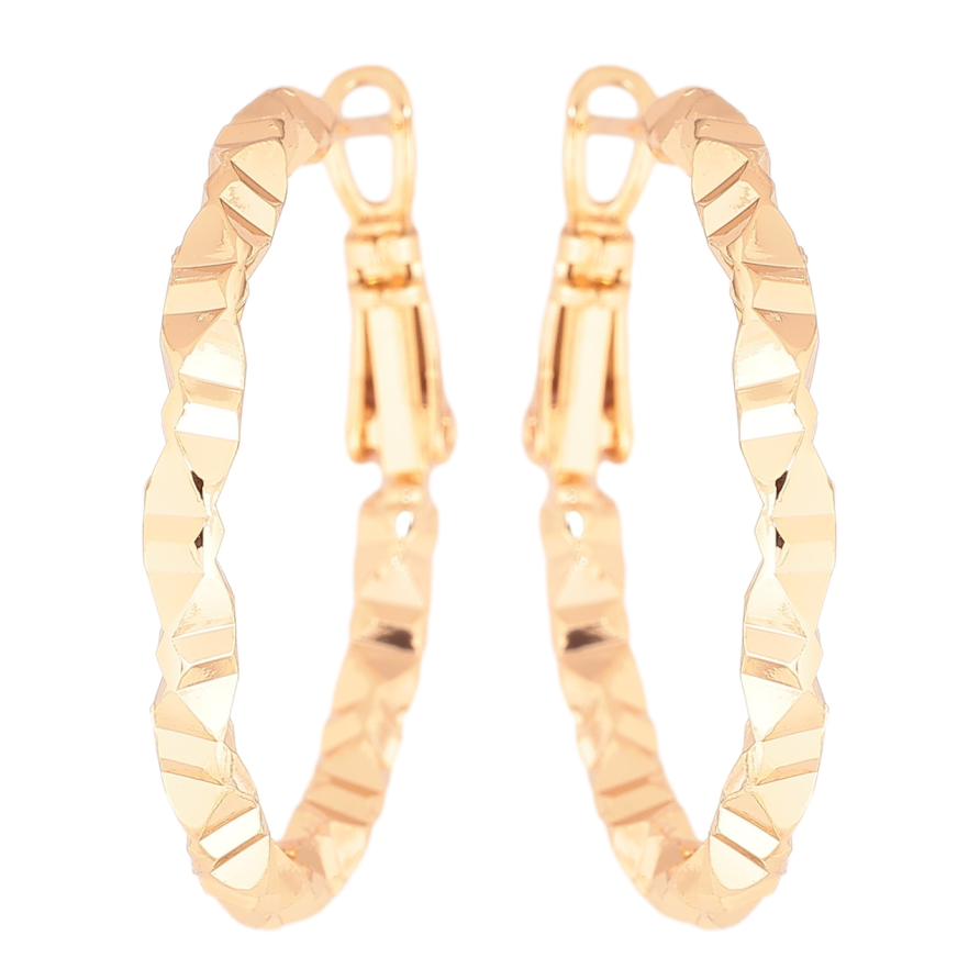 Сережки Xuping Позолота 18K кільця (конго) «Декоративний візерунок» ø 3см фото №1