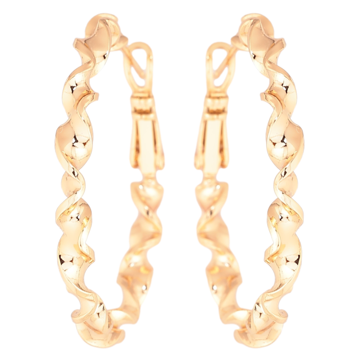 Сережки Xuping Позолота 18K кільця (конго) «Декоративний візерунок» ø 3.5см фото №9