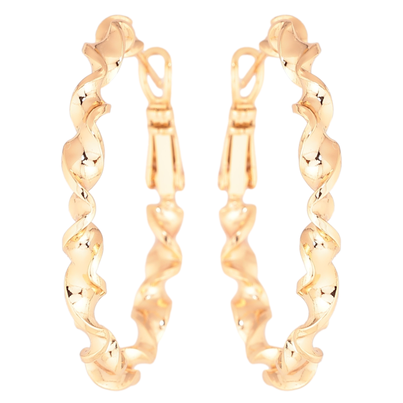 Сережки Xuping Позолота 18K кільця (конго) «Декоративний візерунок» ø 3.5см фото №1