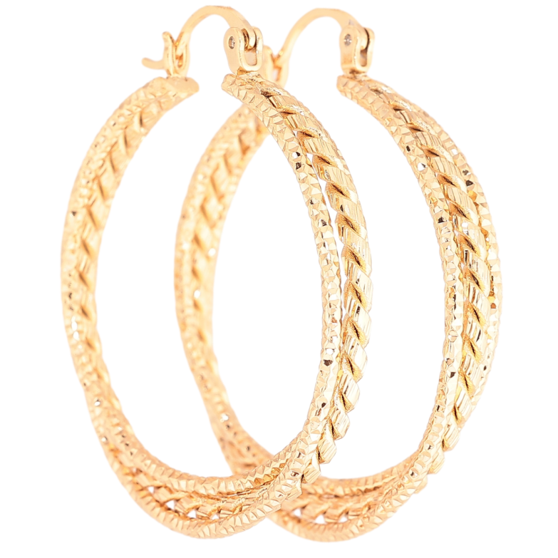 Серьги Xuping Позолота 18K кольца (конго) Декоративный узор ø 3.5см фото №1