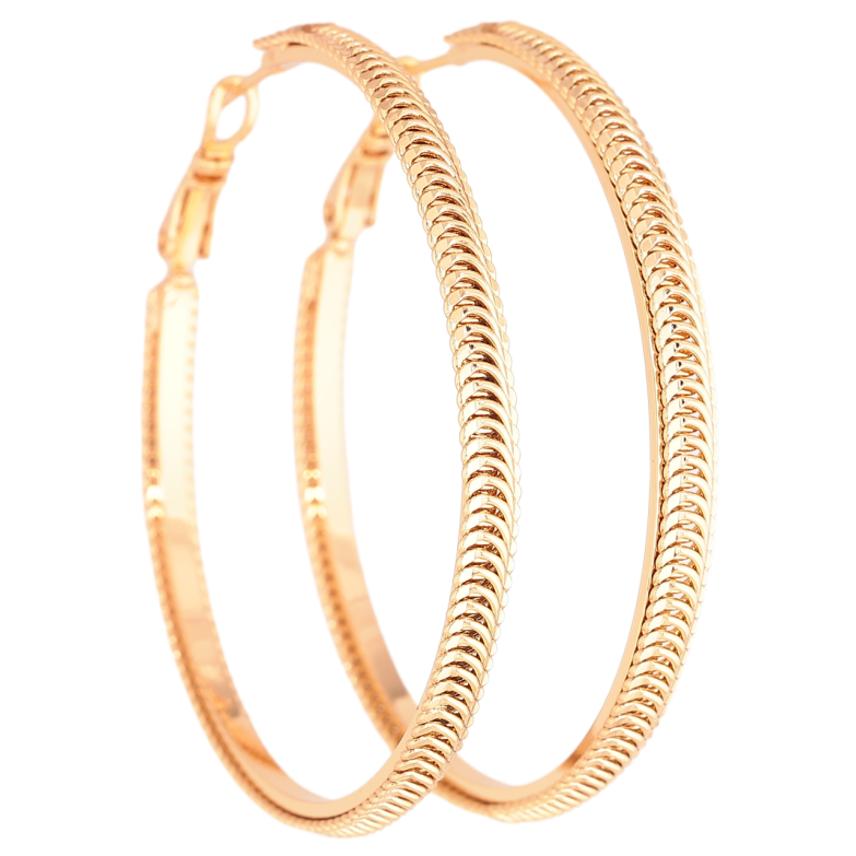 Серьги Xuping Позолота 18K кольца (конго) Декоративный узор ø 5см фото №2