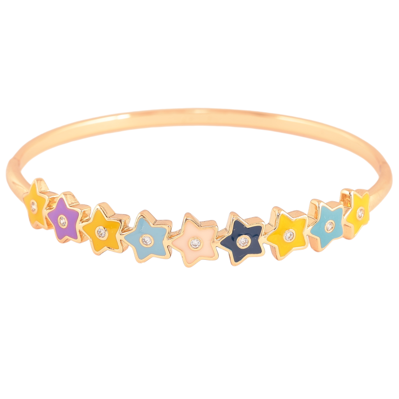 Браслет Xuping Позолота 18K «Зірочки з різнобарвною емаллю» ø 6см фото №1