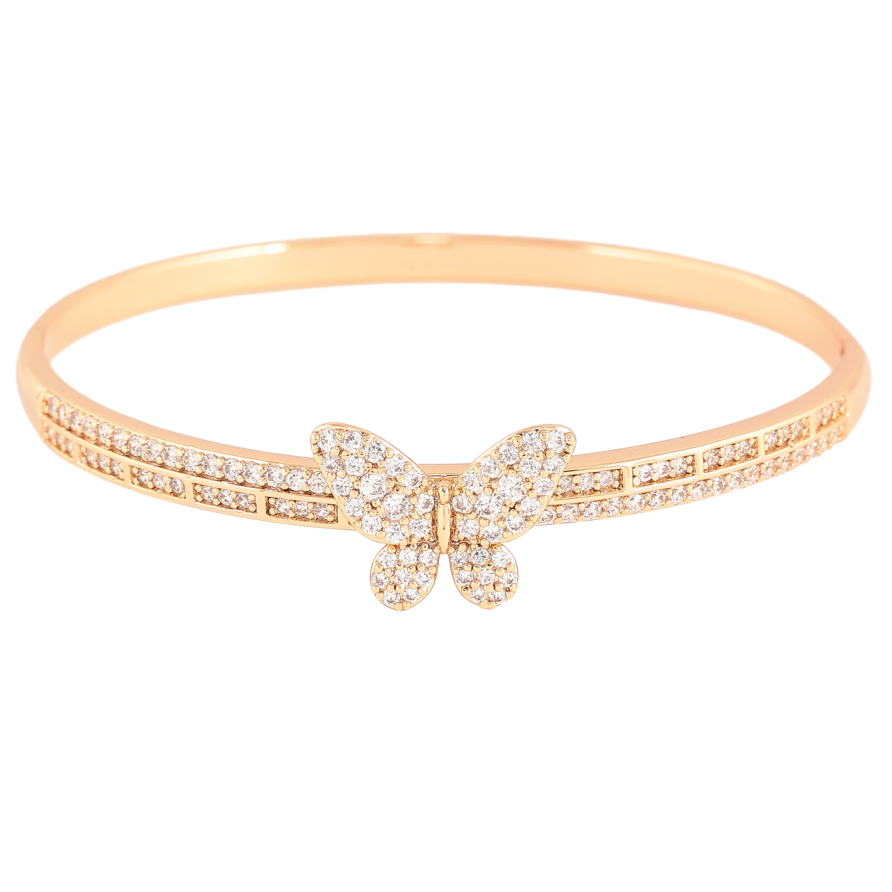 Браслет Xuping Позолота 18K Узор бабочка с инкрустацией цирконием ø 6см фото №1
