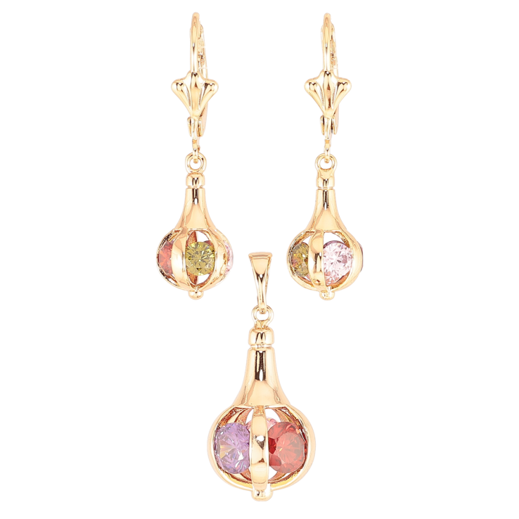 Набір Xuping Позолота 18K Сережки Кулон «Підвіски з різнокольоровими фіанітами» фото №20