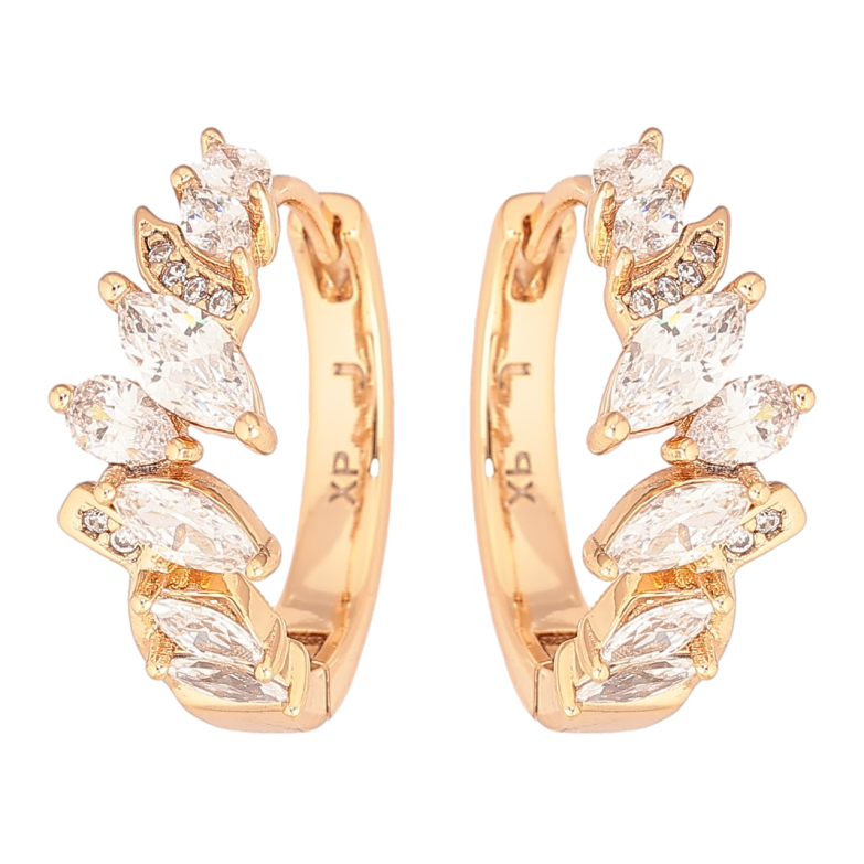 Сережки Xuping Позолота 18K колечка «Візерунок з кристалів» фото №1 Сережки Xuping Позолота 18K колечка «Візерунок з кристалів» фото №1