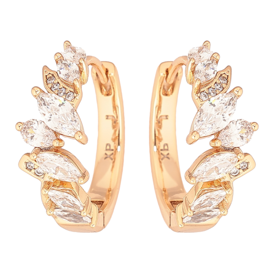 Серьги Xuping Позолота 18K колечки Узор из кристаллов фото №1 Серьги Xuping Позолота 18K колечки Узор из кристаллов фото №1