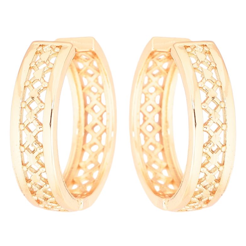 Сережки Xuping Позолота 18K колечка «Різьблений візерунок» фото №1 Сережки Xuping Позолота 18K колечка «Різьблений візерунок» фото №1