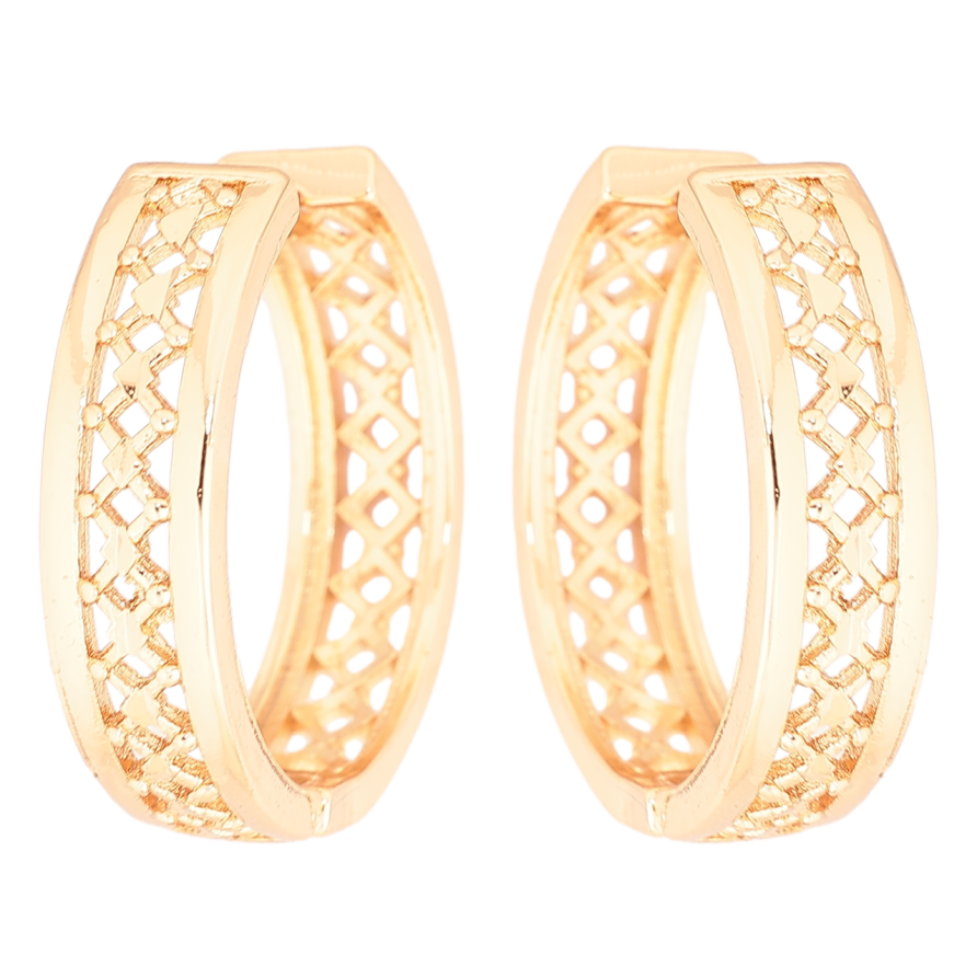 Сережки Xuping Позолота 18K колечка «Різьблений візерунок» фото №1