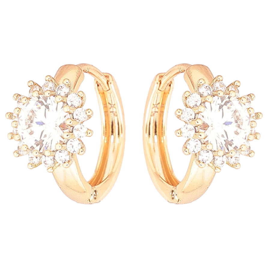 Сережки Xuping Позолота 18K колечка «Кришталеві квіточки» фото №1 Сережки Xuping Позолота 18K колечка «Кришталеві квіточки» фото №1