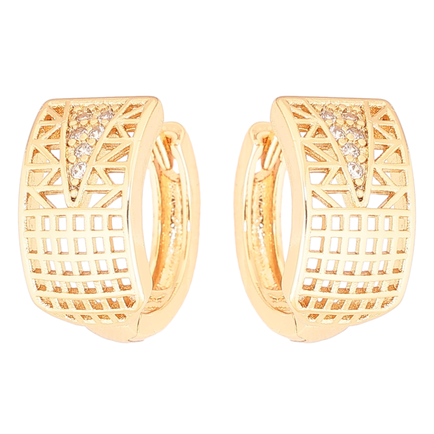 Сережки Xuping Позолота 18K колечка «Різьблений візерунок з цирконієм» фото №1