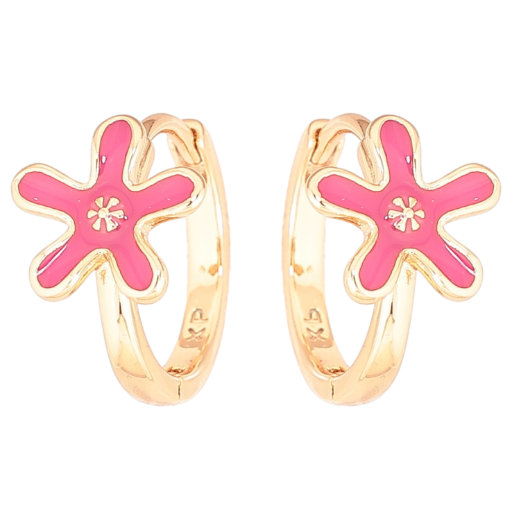 Серьги Xuping Позолота 18K колечки Цветочки с розовой эмалью фото №18 Серьги Xuping Позолота 18K колечки Цветочки с розовой эмалью фото №18