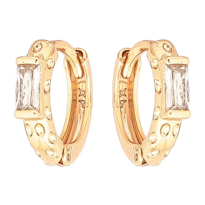 Сережки Xuping Позолота 18K колечка «Візерунок зі вставками цирконію» фото №2 Сережки Xuping Позолота 18K колечка «Візерунок зі вставками цирконію» фото №2