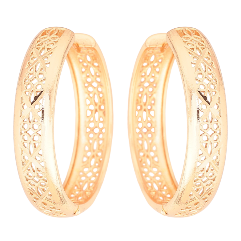 Сережки Xuping Позолота 18K колечка «Різьблений візерунок» фото №1 Сережки Xuping Позолота 18K колечка «Різьблений візерунок» фото №1