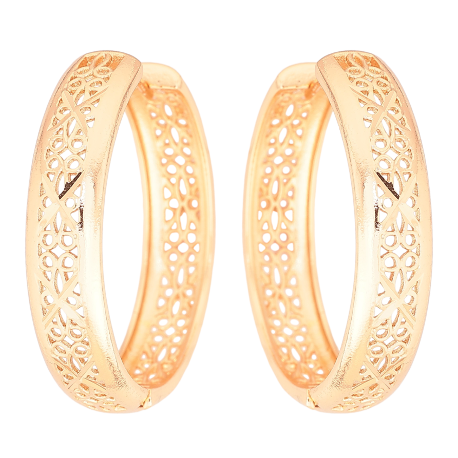 Серьги Xuping Позолота 18K колечки Резной узор фото №1 Серьги Xuping Позолота 18K колечки Резной узор фото №1