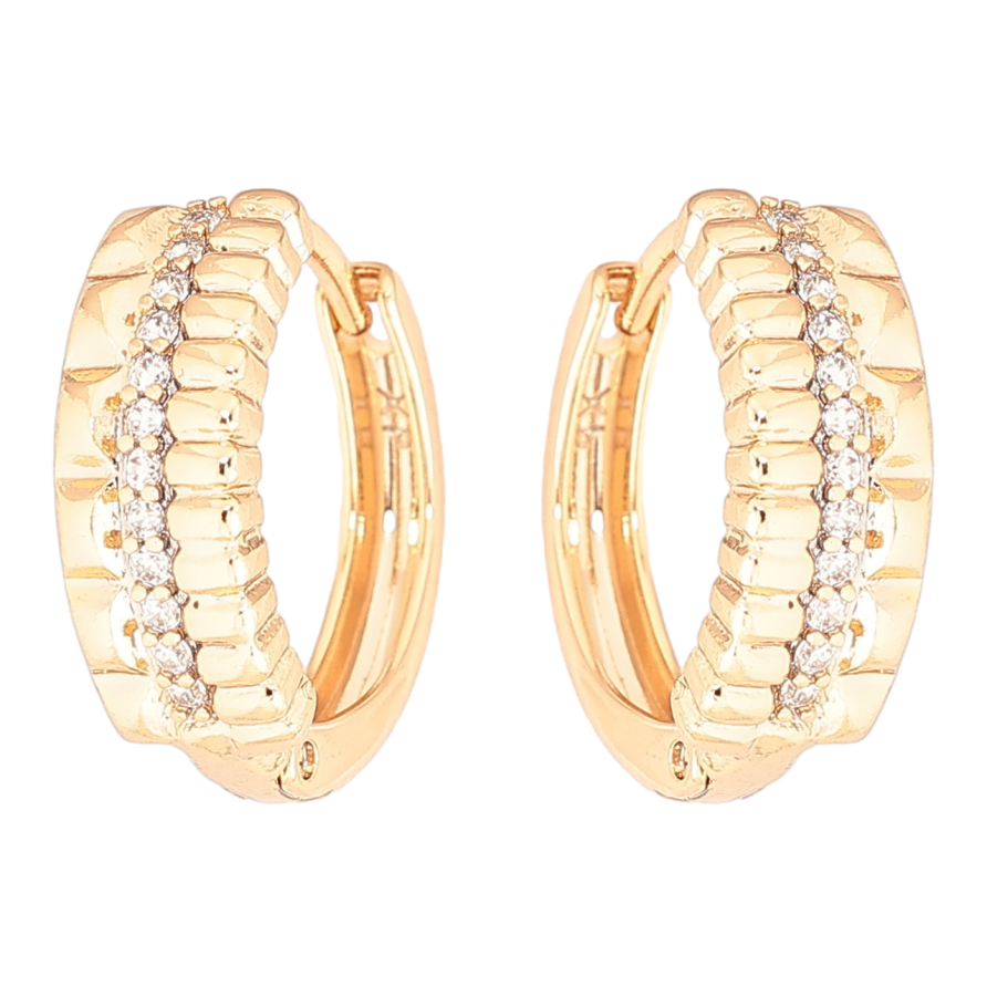 Сережки Xuping Позолота 18K колечка «Візерунок з доріжками цирконію» фото №1 Сережки Xuping Позолота 18K колечка «Візерунок з доріжками цирконію» фото №1