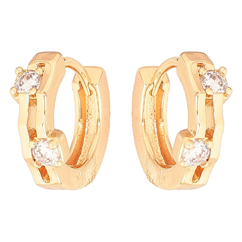 Серьги Xuping Позолота 18K колечки Два кристалла фото №1