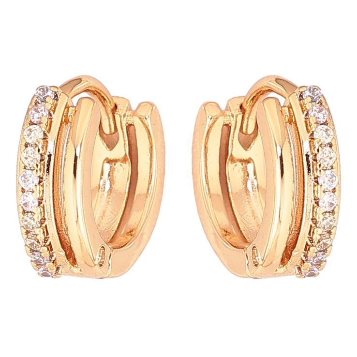 Серьги Xuping Позолота 18K колечки Дорожки циркония фото №2