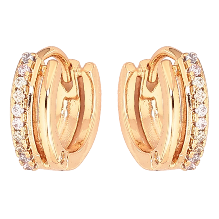 Серьги Xuping Позолота 18K колечки Дорожки циркония фото №1