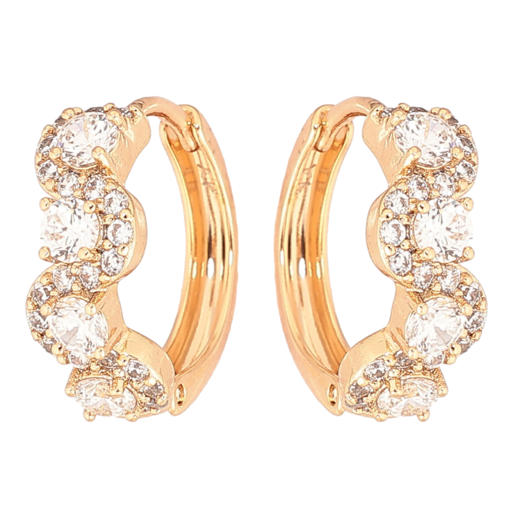 Серьги Xuping Позолота 18K колечки Узор с цирконием фото №2