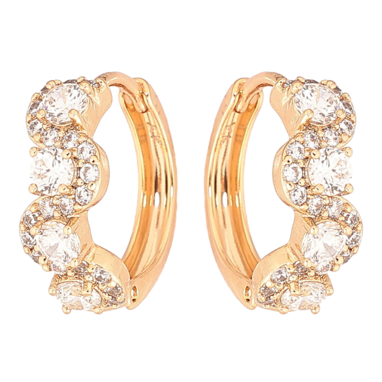 Сережки Xuping Позолота 18K колечка «Візерунок з цирконієм» фото №2 Сережки Xuping Позолота 18K колечка «Візерунок з цирконієм» фото №2