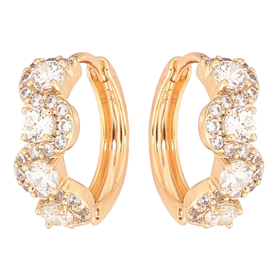 Серьги Xuping Позолота 18K колечки Узор с цирконием фото №1