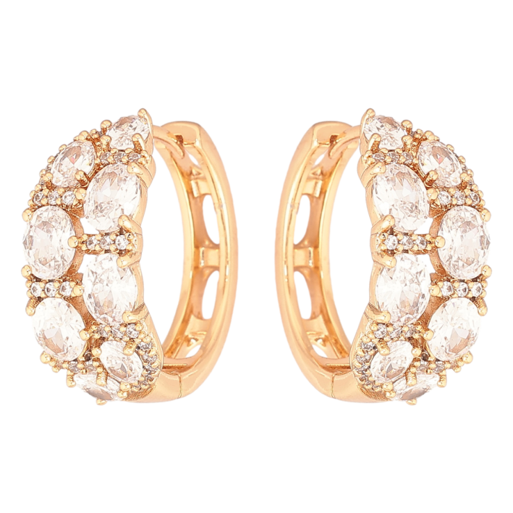 Серьги Xuping Позолота 18K колечки Инкрустация цирконием фото №13