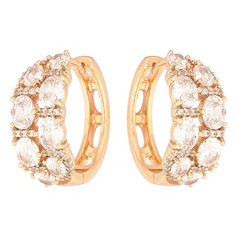 Серьги Xuping Позолота 18K колечки Инкрустация цирконием фото №2 Серьги Xuping Позолота 18K колечки Инкрустация цирконием фото №2