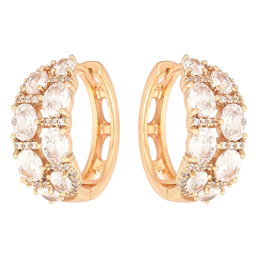 Серьги Xuping Позолота 18K колечки Инкрустация цирконием фото №1 Серьги Xuping Позолота 18K колечки Инкрустация цирконием фото №1